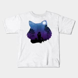 CITY NIGHTLIFE RACOON (SILHOUETTE) Kids T-Shirt